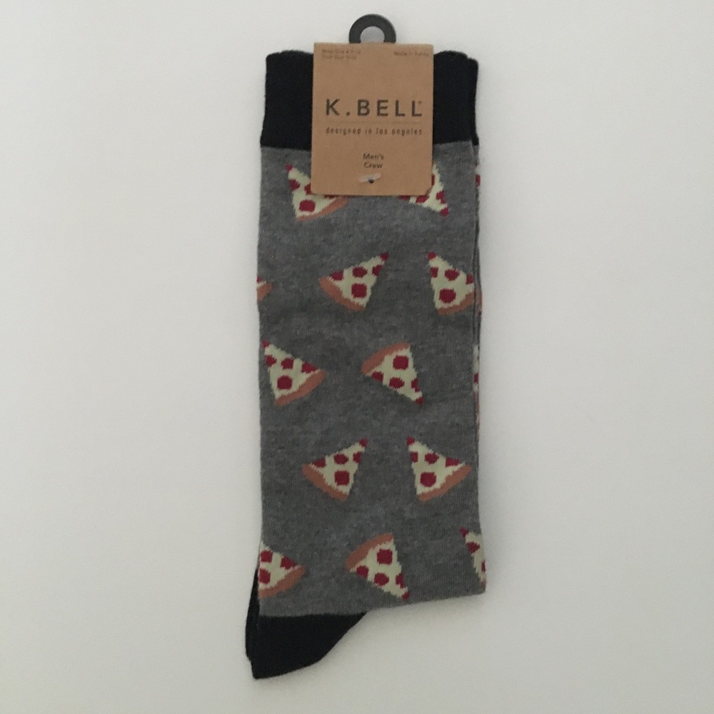 NEW K. Bell Men’s Crew Socks Shoe Size 6.5-12 Pepperoni Gift Stocking Stuffer